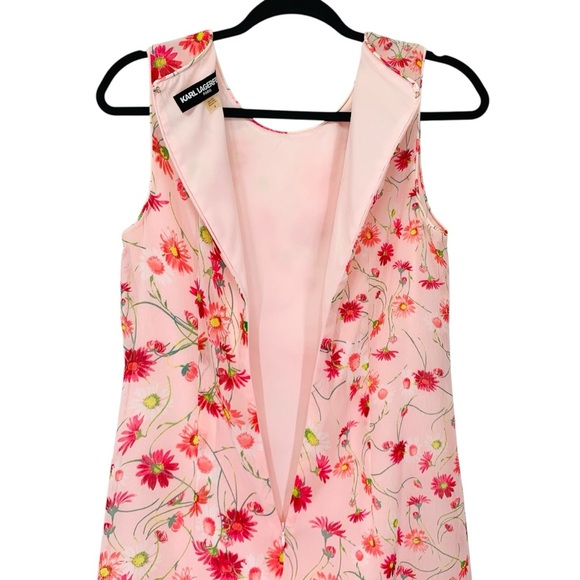 Karl Lagerfeld Dress Womens 6 Pink Floral Flowy Wedding Vacation Romantic Lined - Picture 6 of 10